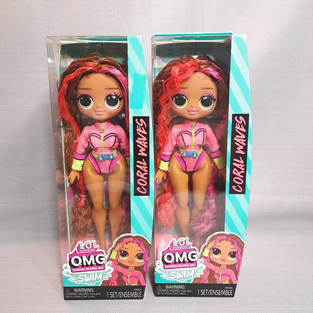 Lot Of 2 LOL Surprise OMG Swim Coral Waves Dolls Multicolor
